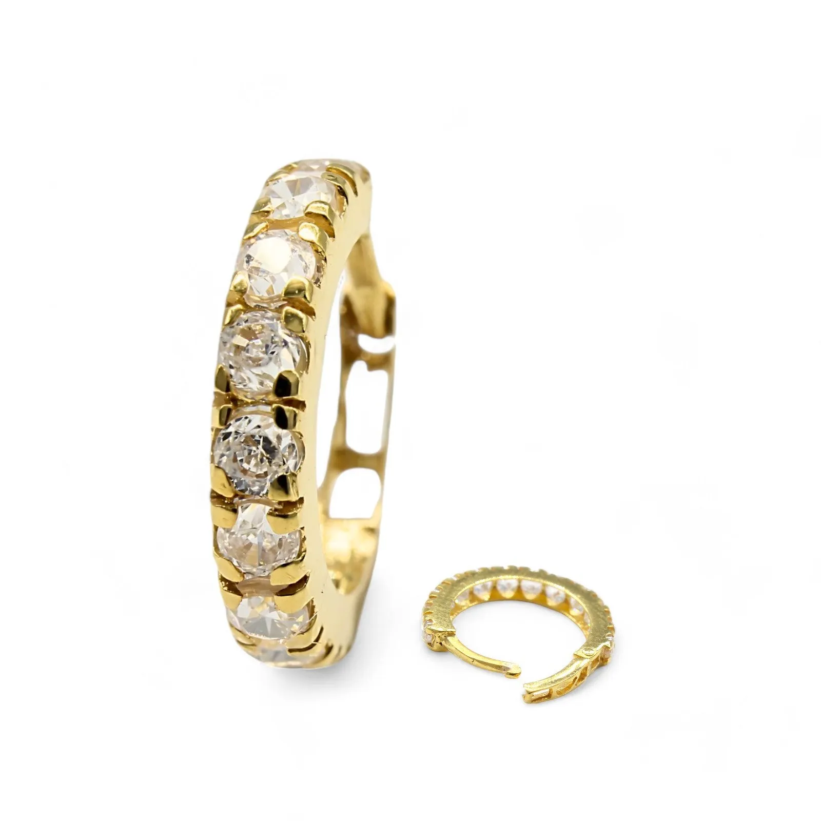 18K Real Gold Nose ring White CZ Clicker party wear Nose Hoop Ring 20g