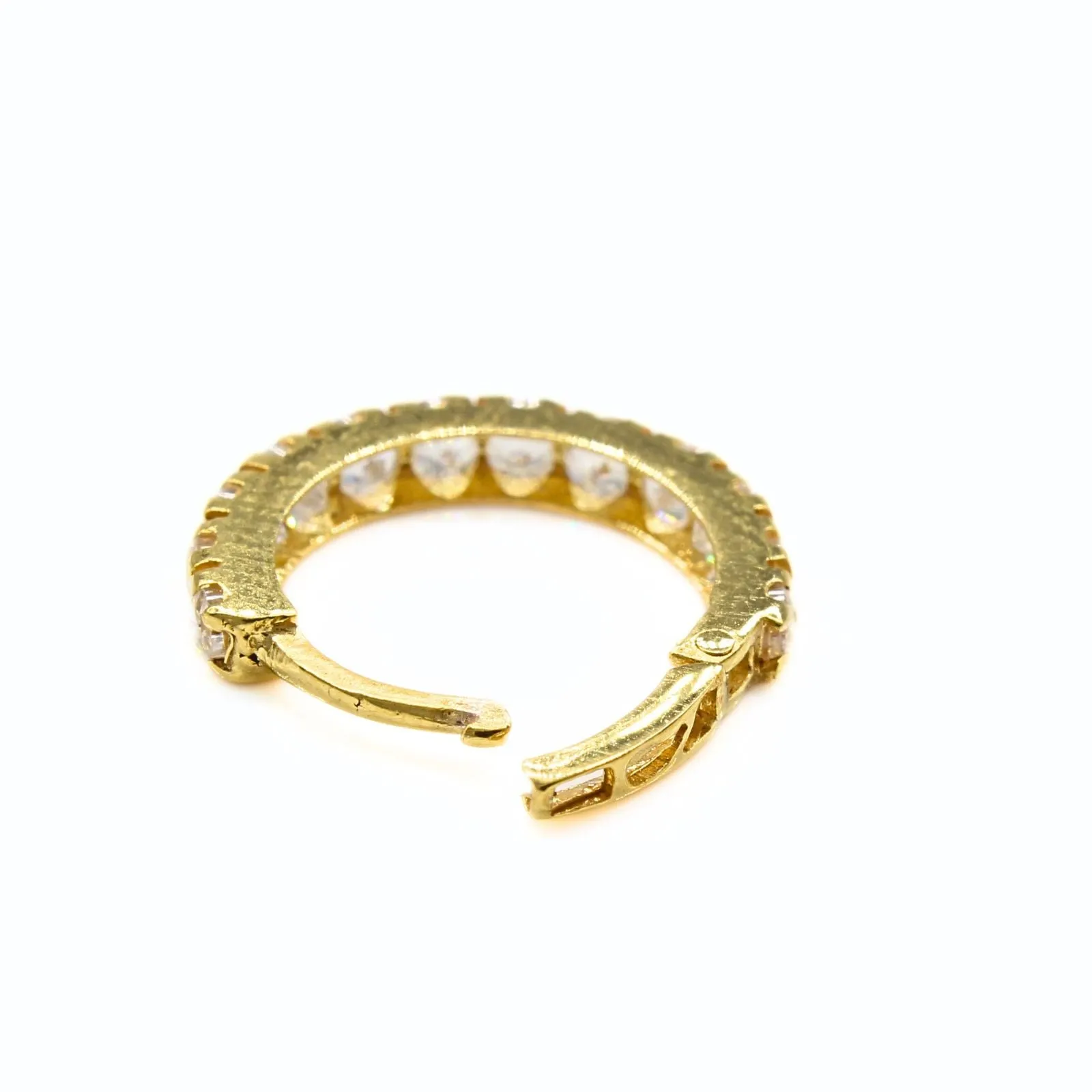 18K Real Gold Nose ring White CZ Clicker party wear Nose Hoop Ring 20g