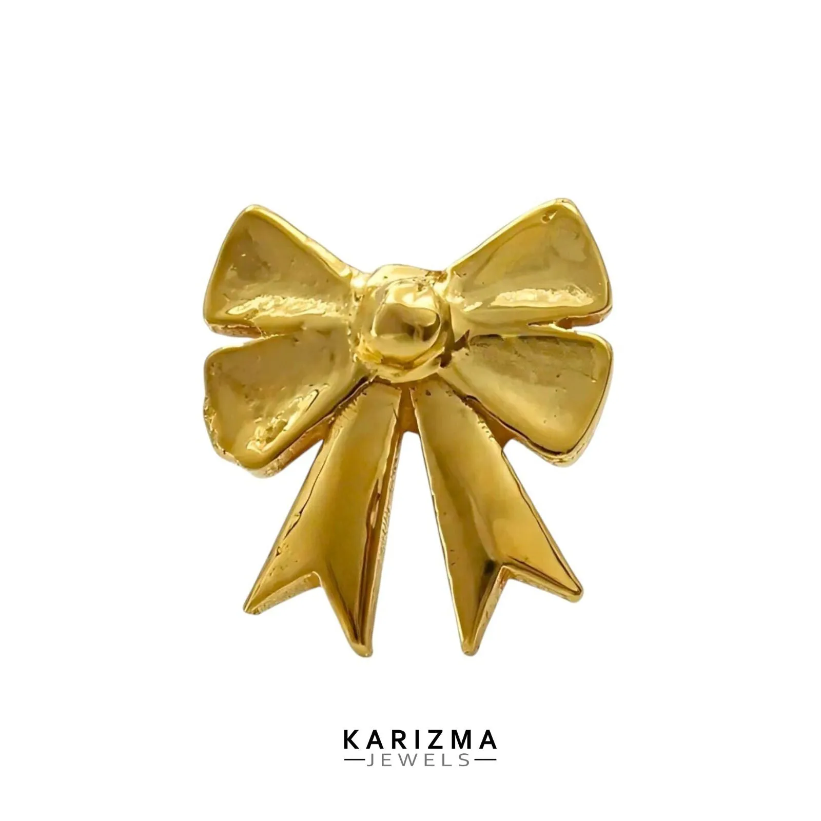 18K Real Solid Gold girlish stylish bow Nose stud cum Earring Gold Screw Back