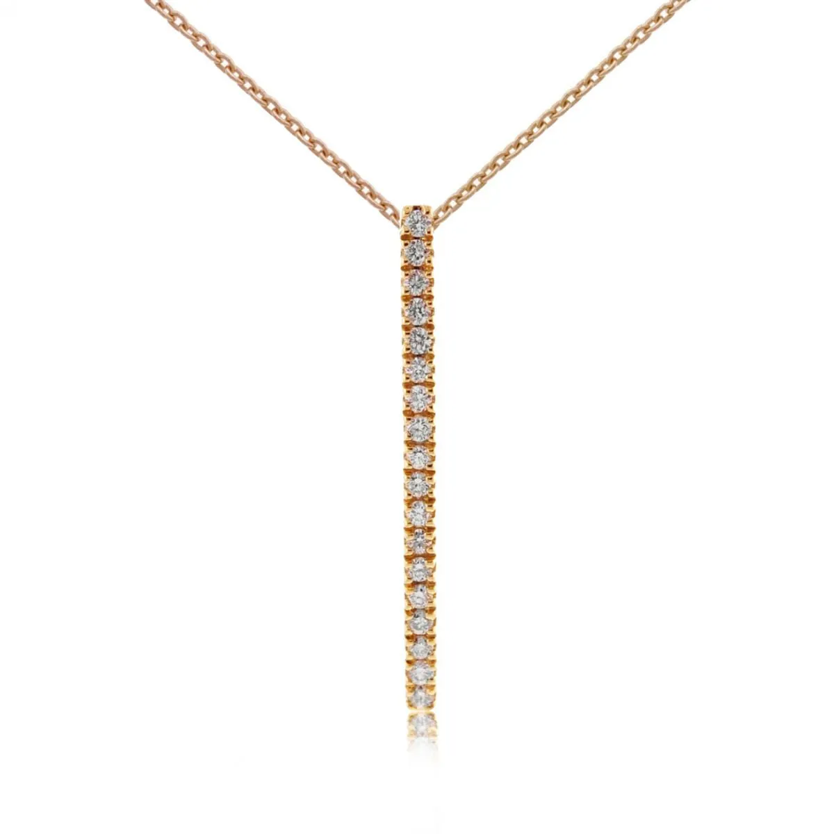 18K Rose Gold and Diamond Curved Bar Pendant