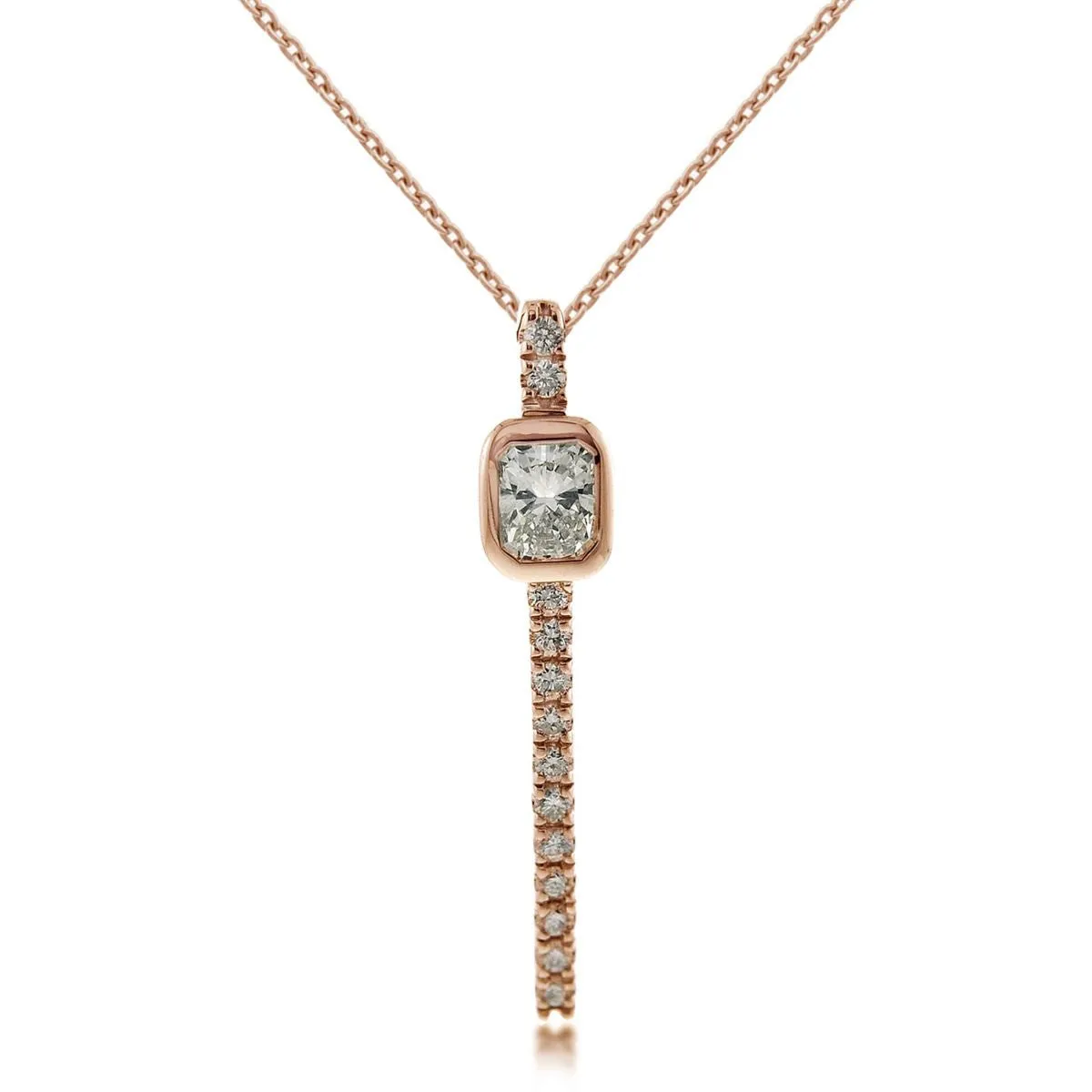 18K Rose Gold and Diamond Curved Bar Pendant