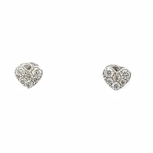 18K White Gold Pave Diamond Heart Stud Earrings (.20ctw)