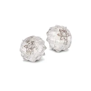 18K White Gold Stud Earrings with prasiolite