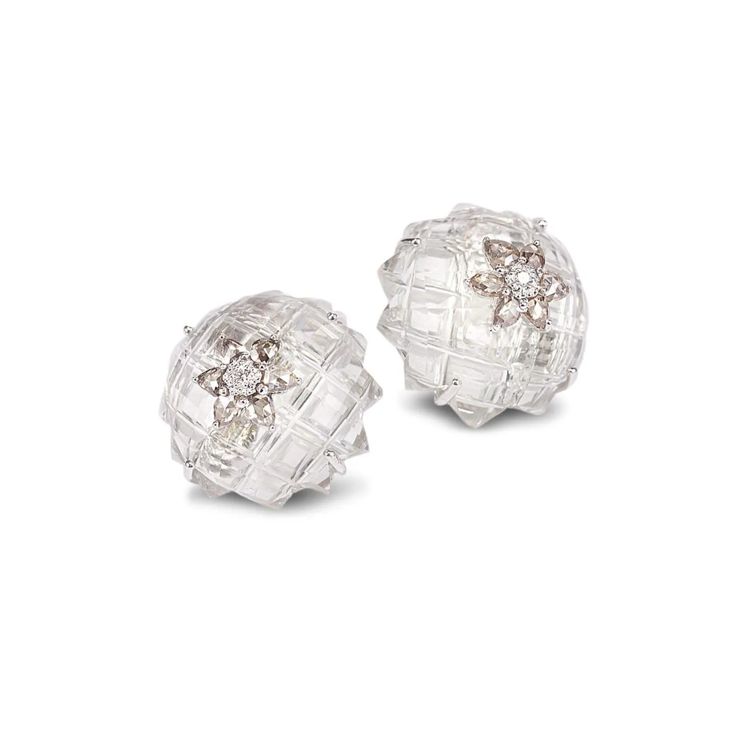 18K White Gold Stud Earrings with prasiolite