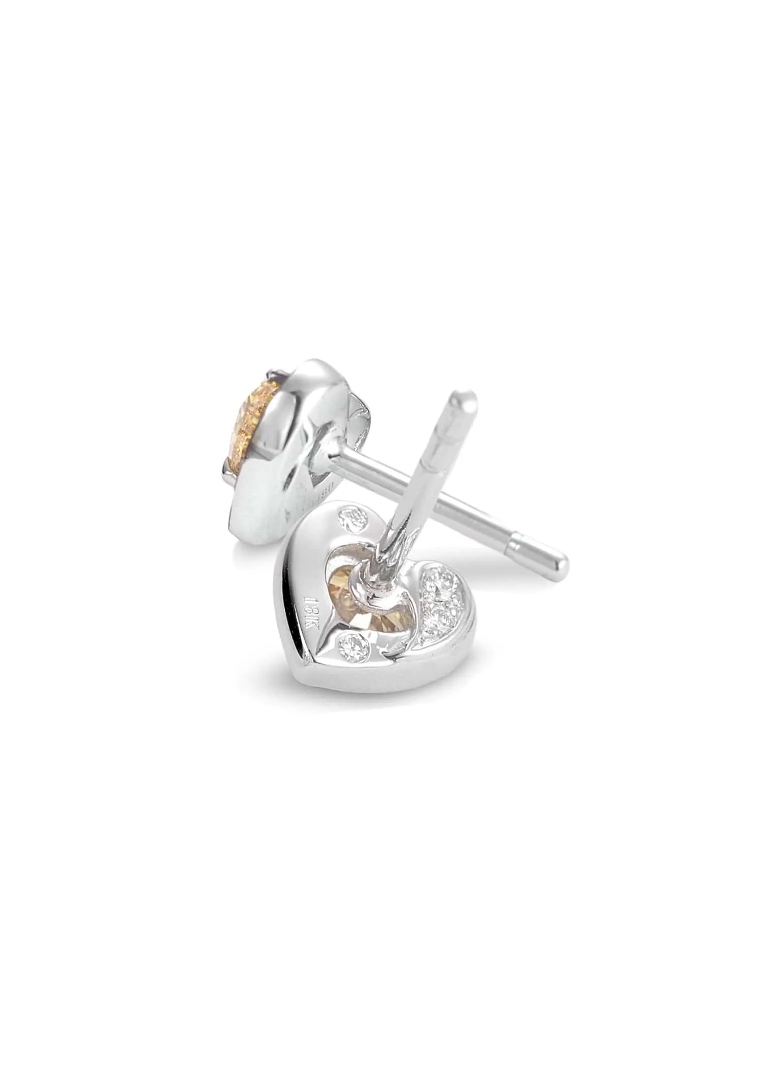 18K White Gold Trinity Black and Vivid Orange Diamond Studs