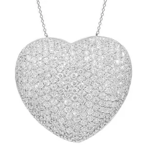 18K White Solid Gold Pave Set Diamond Heart Locket Pendant 5.53 Ctw
