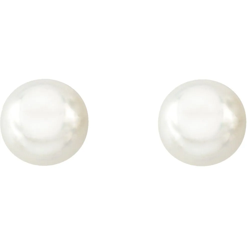 18k Yellow Gold 15mm Full Button South Sea Cultured Fashion Pearl Earrings