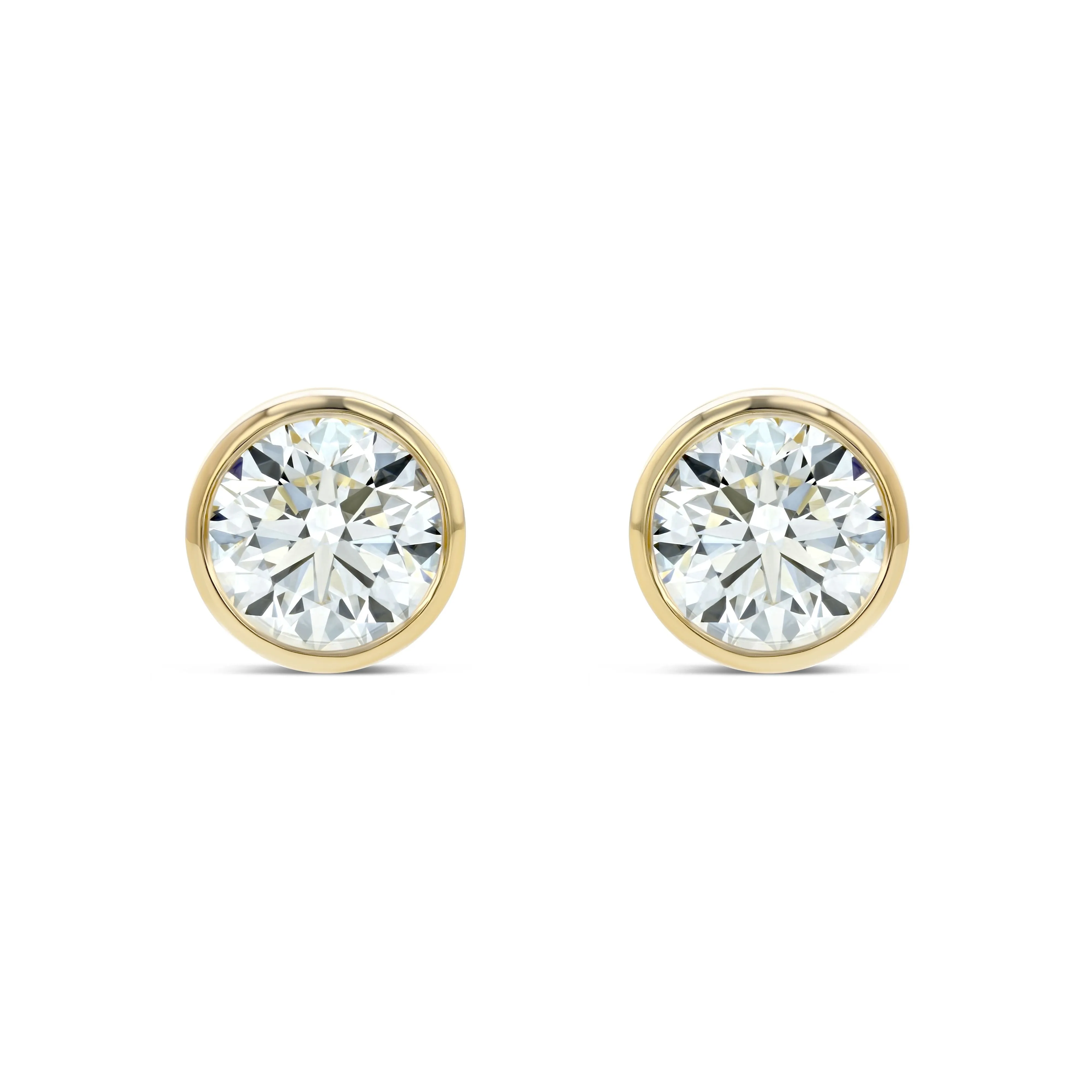 18k Yellow Gold Bezel Set Round Brilliant Diamond Stud Earrings (0.22 Ct. T.w., Si1-si2 Clarity, J-k Color)