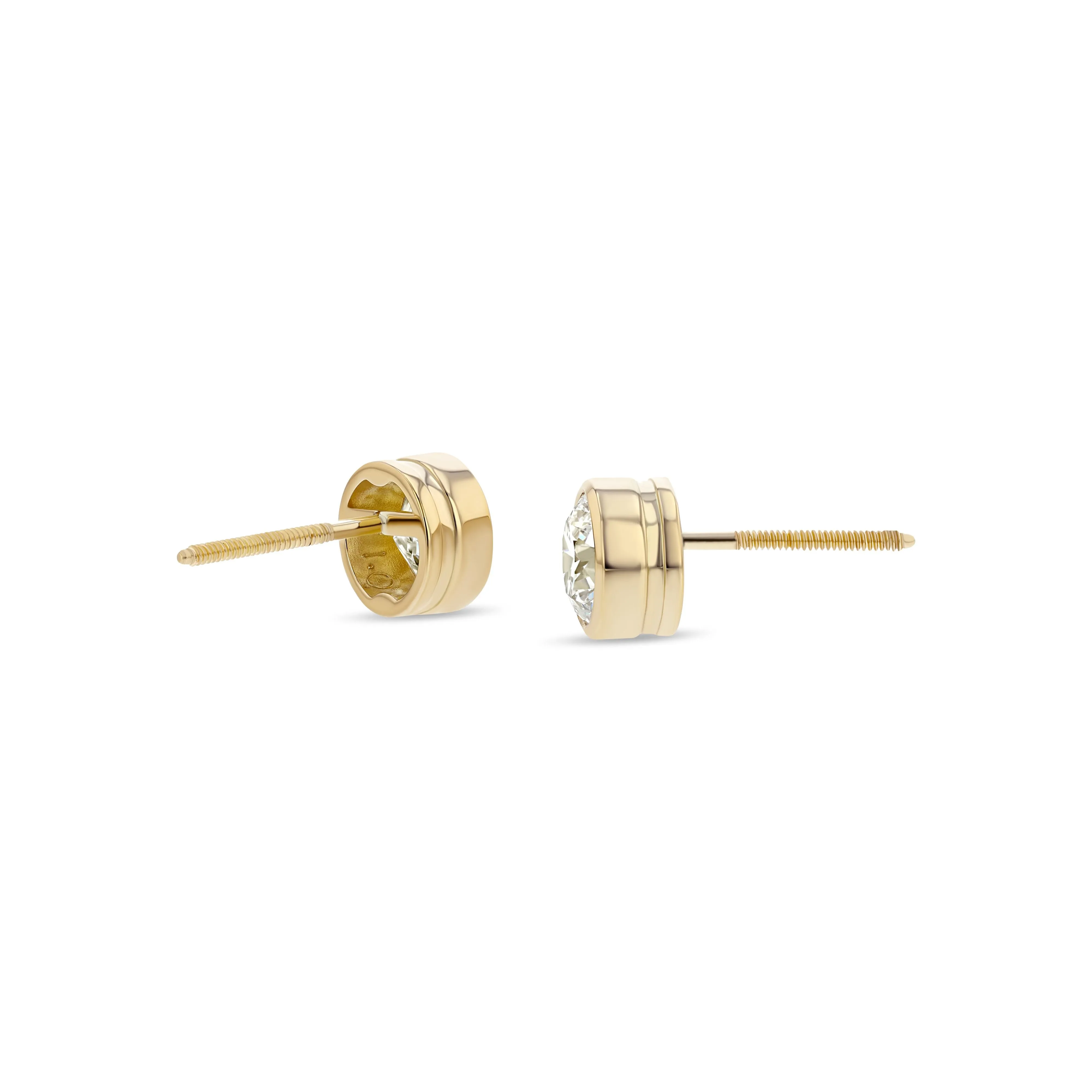 18k Yellow Gold Bezel Set Round Brilliant Diamond Stud Earrings (0.22 Ct. T.w., Si1-si2 Clarity, J-k Color)