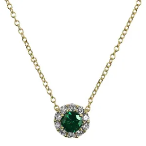 18k Yellow Gold Emerald and Diamond Necklace