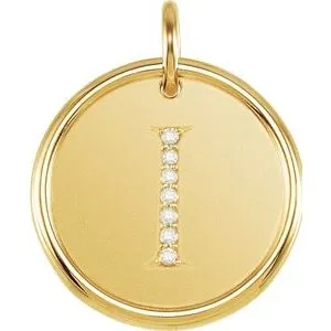 18K Yellow Vermeil .04 CTW Natural Diamond Posh Mommy¬Æ Initial I Pendant