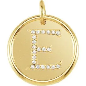 18K Yellow Vermeil 1/10 CTW Natural Diamond Posh Mommy¬Æ Initial E Pendant