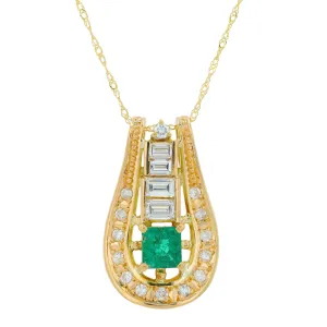 18K YG 0.245 CT Emerald Center Pendant