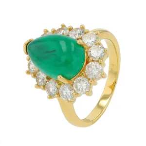 18K YG 4.74 CT Emerald Ring & Pendant