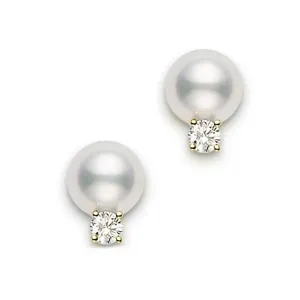 18kt Gold South Sea Pearl Earrings with Diamond Accent