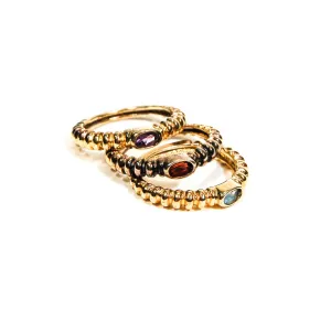 1980's Colorful Semi Precious Gemstone Stacking Rings