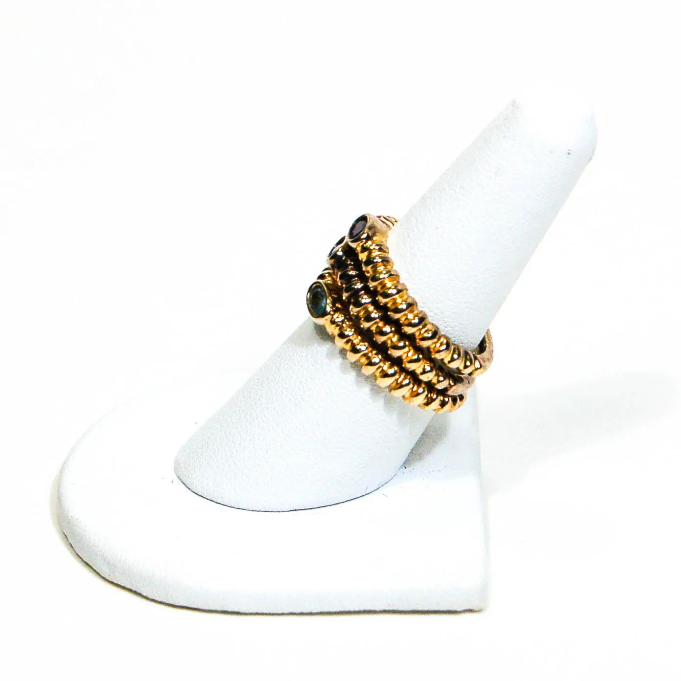 1980's Colorful Semi Precious Gemstone Stacking Rings