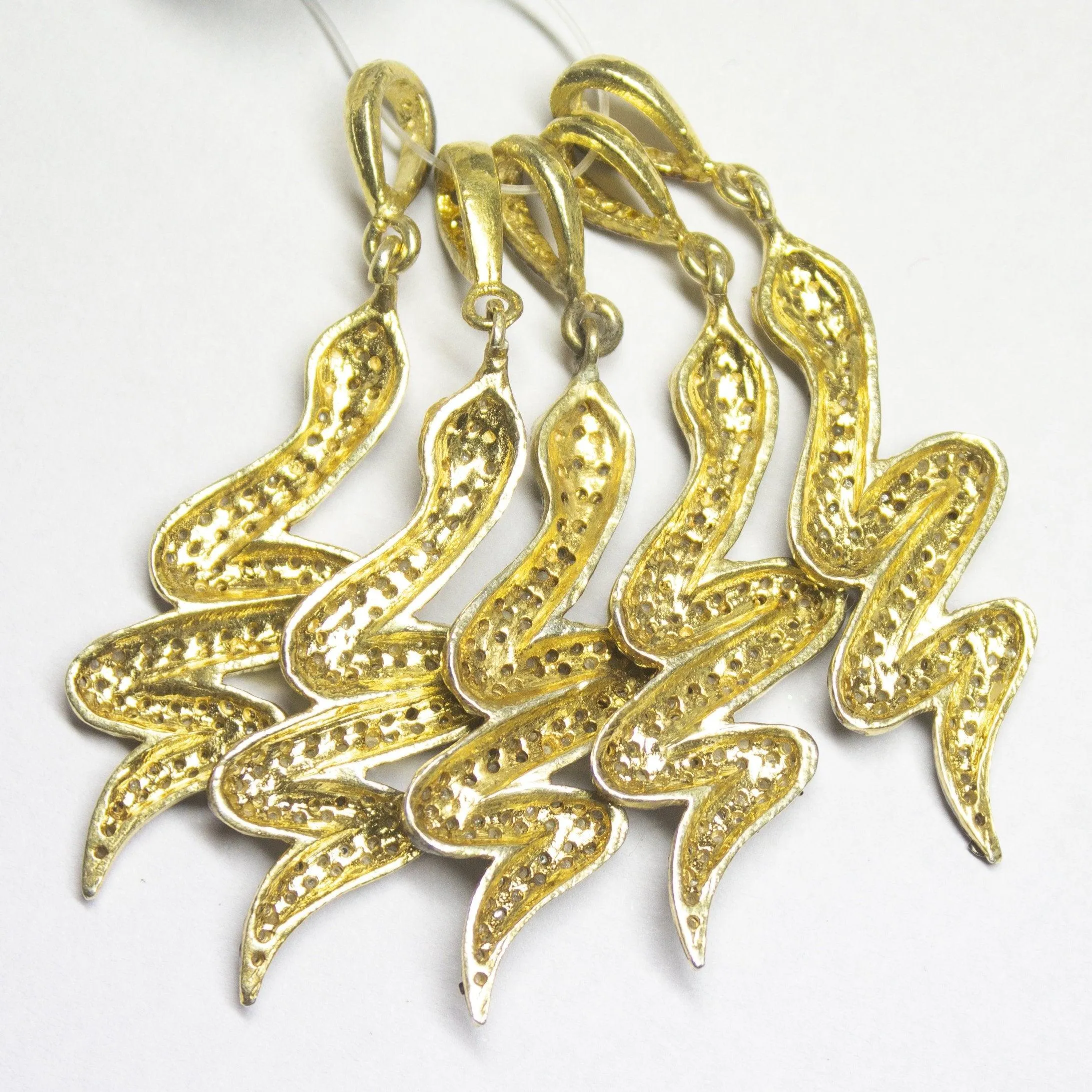 1pc Pave Diamond Snake 925 Sterling Silver Gold Vermeil Charm Pendant 48mmx12mm