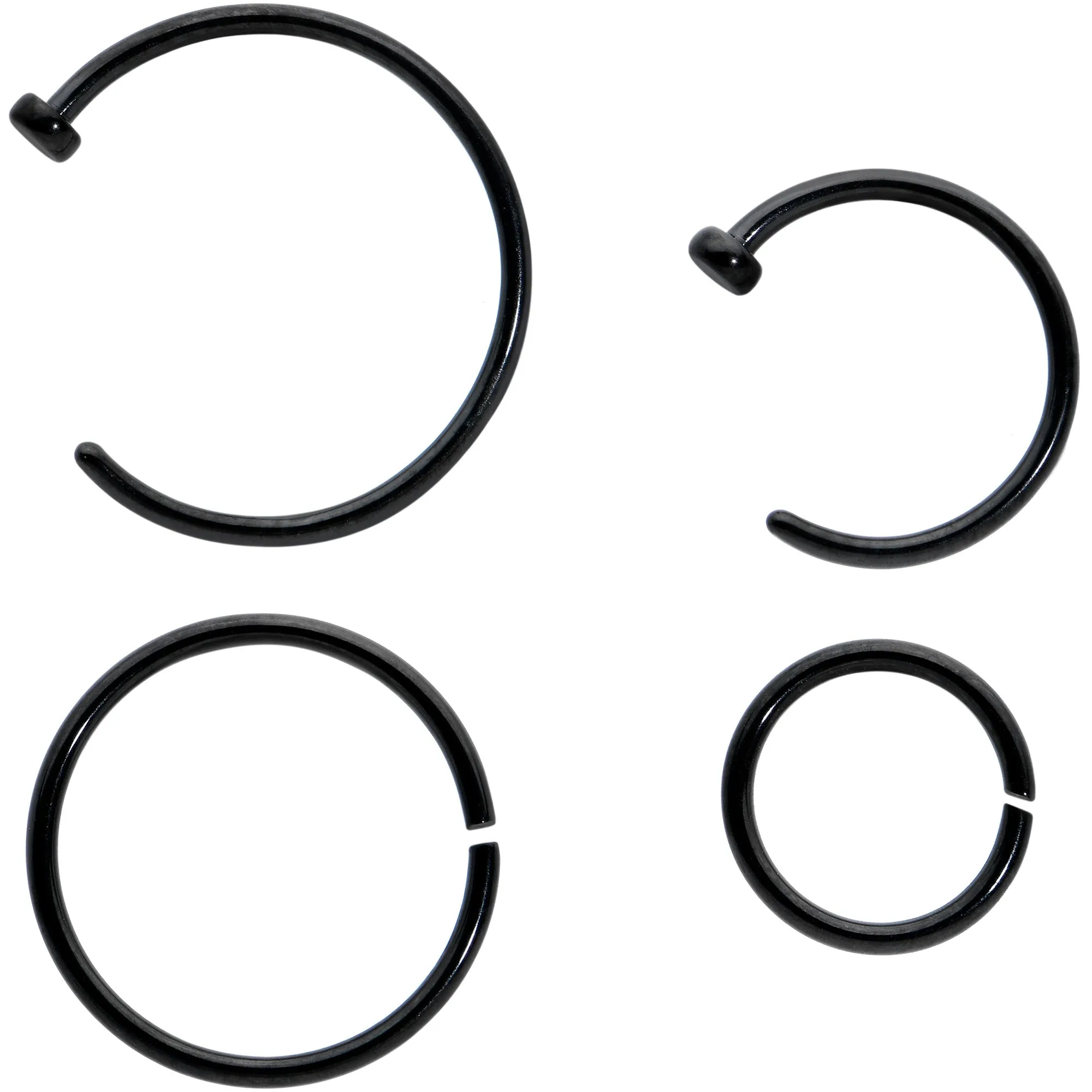 20 Gauge 12 Pack ASTM F-136 Implant Grade Titanium Hoop Nose Ring Septum Cartilage Ear Hoop Earring Set