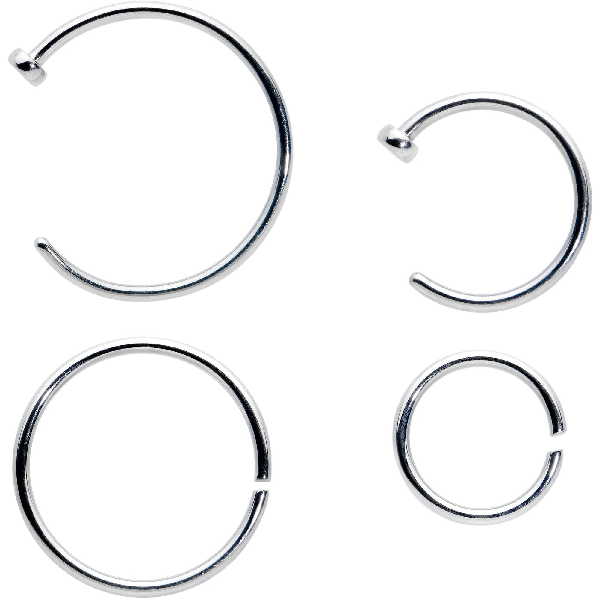 20 Gauge 12 Pack ASTM F-136 Implant Grade Titanium Hoop Nose Ring Septum Cartilage Ear Hoop Earring Set
