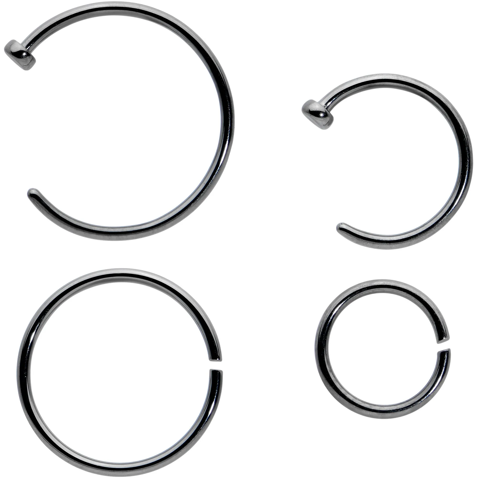 20 Gauge 12 Pack ASTM F-136 Implant Grade Titanium Hoop Nose Ring Septum Cartilage Ear Hoop Earring Set