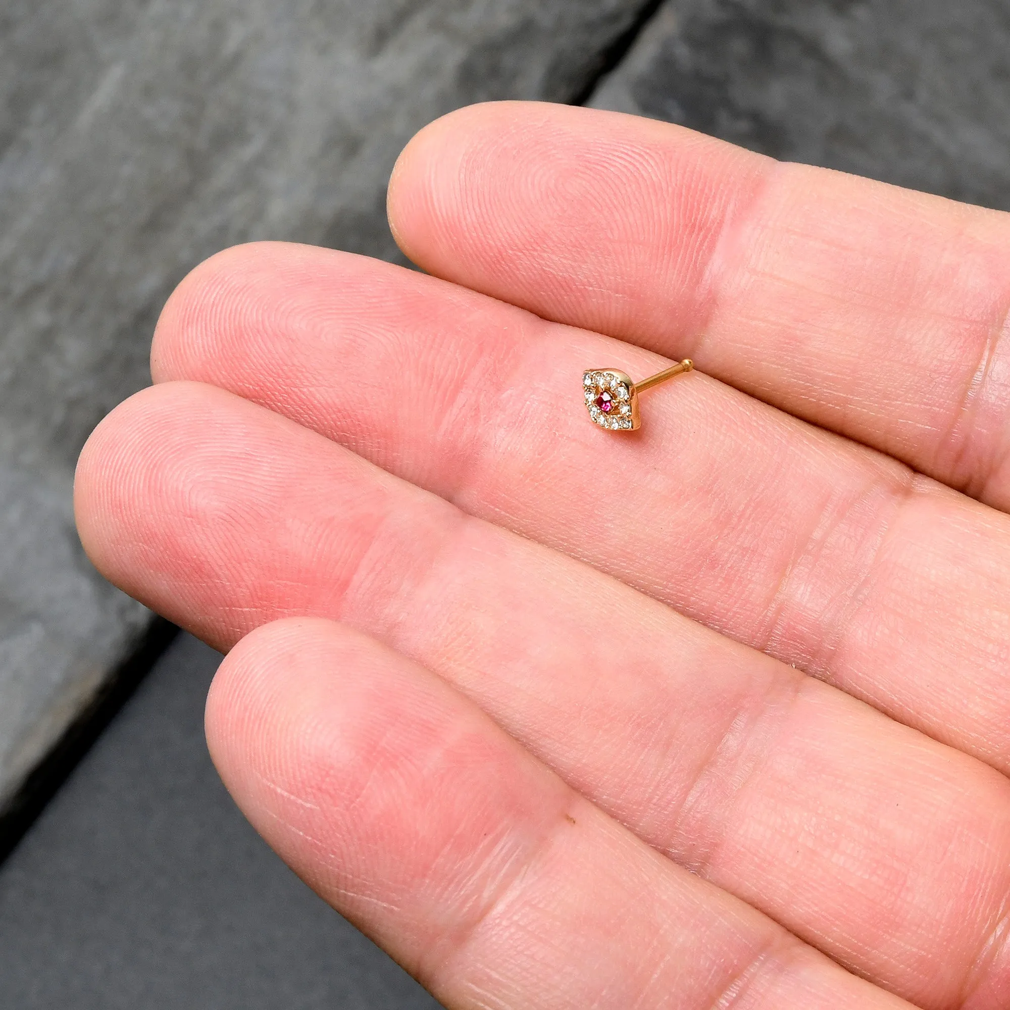 20 Gauge 1/4 Clear Pink Gem Gold Tone Open Eye Nose Bone