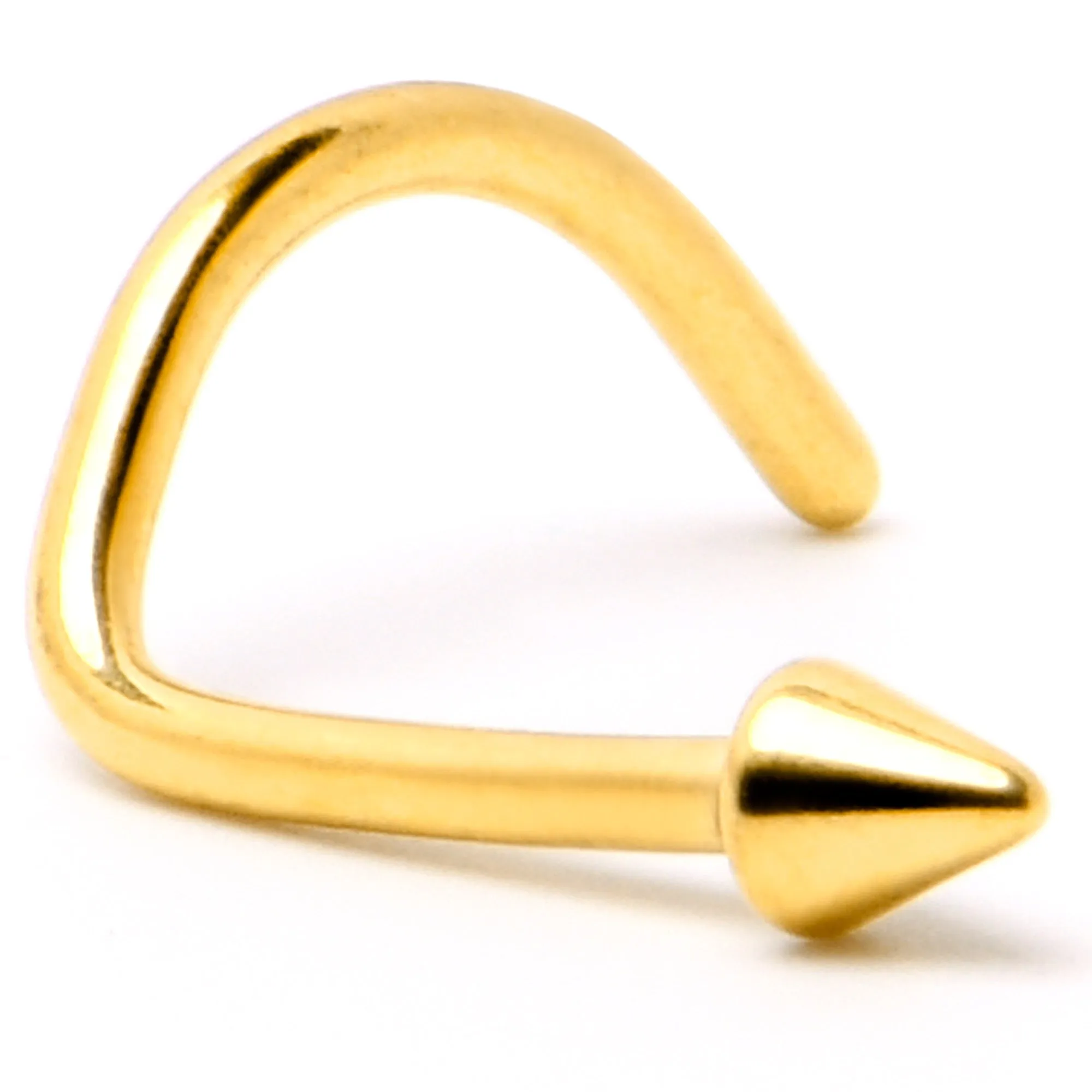 20 Gauge 1/4 Gold Hue ASTM F-136 Implant Grade Titanium Cone End Left Side Nose Screw