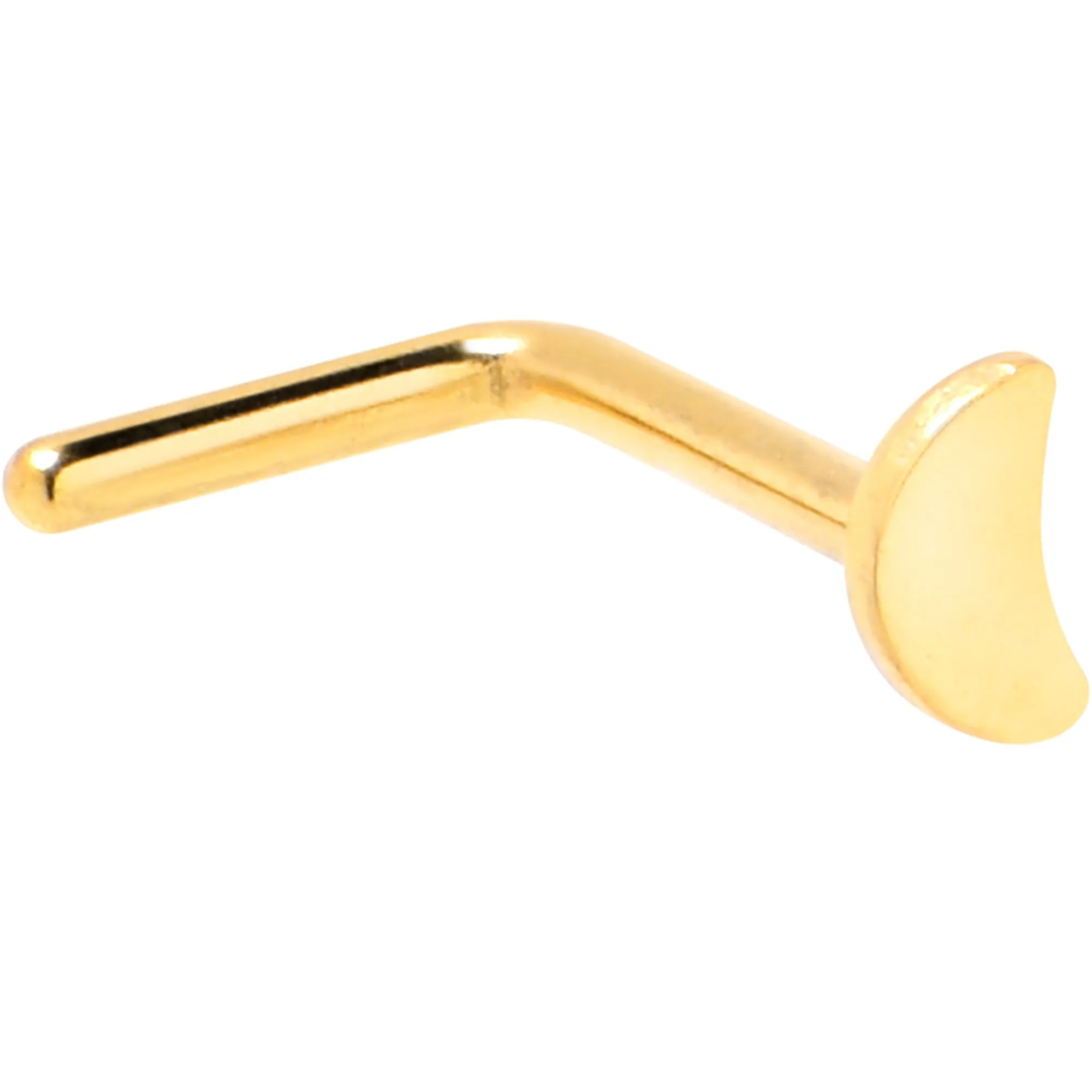 20 Gauge 1/4 Gold Tone ASTM F-136 Implant Grade Titanium Moon End L Shape Nose Ring