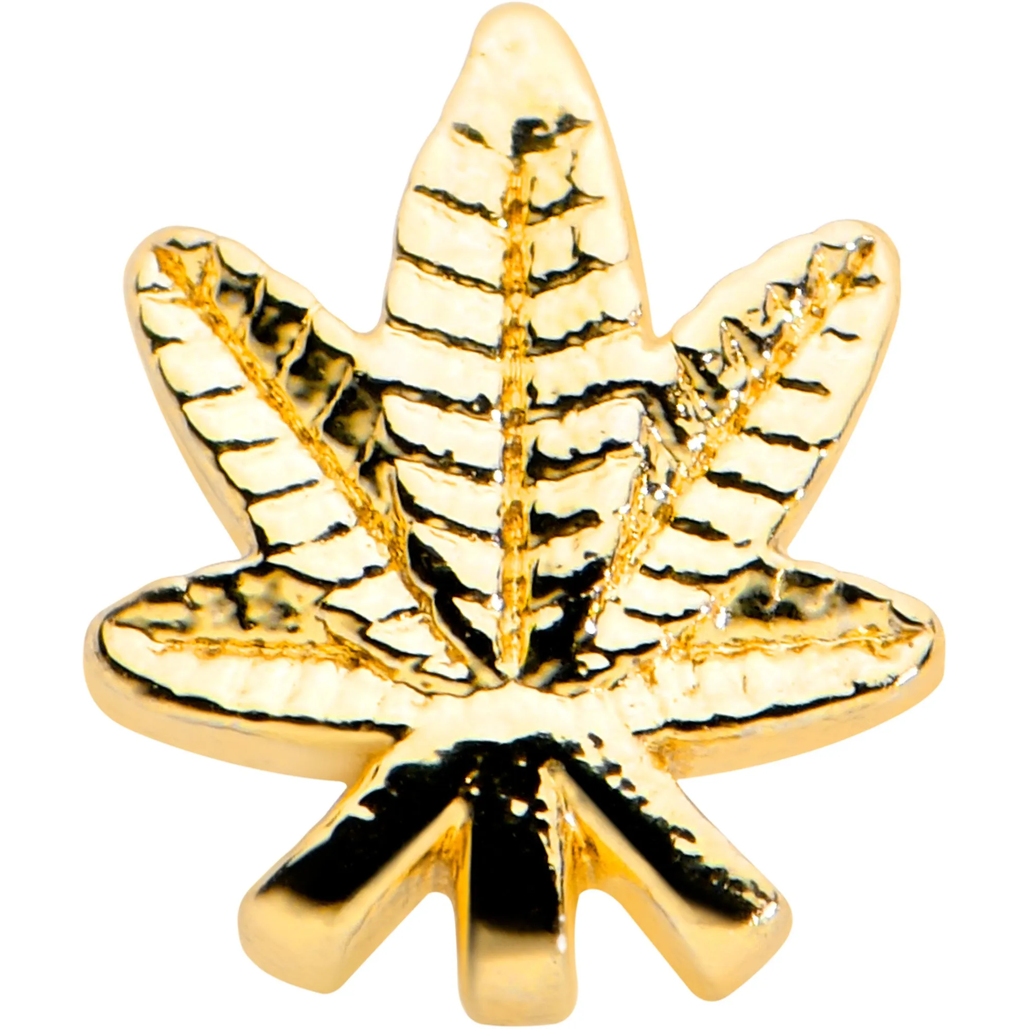20 Gauge 1/4 Gold Tone Texture Pot Leaf L Shape Nose Ring