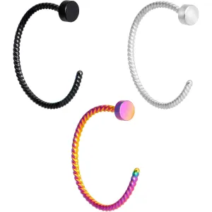 20 Gauge 3/8 Rainbow Pack Set of 3 Twisted Nose Hoop Rings