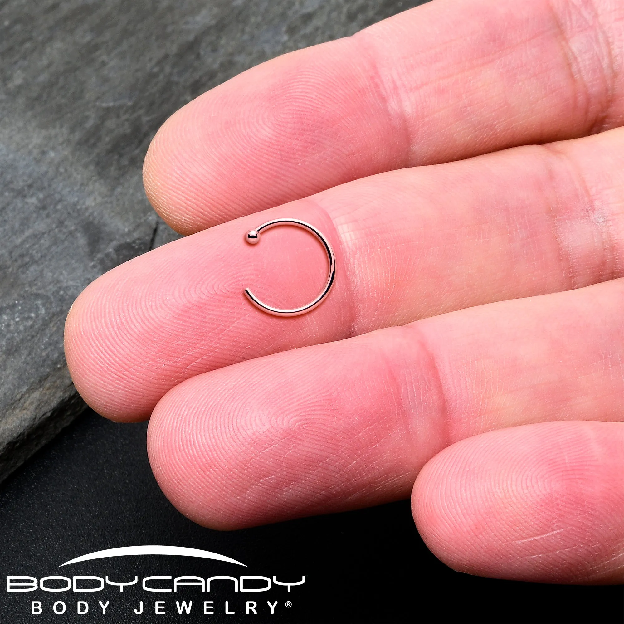20 Gauge 3/8 Solid 18KT Rose Gold Nose Hoop