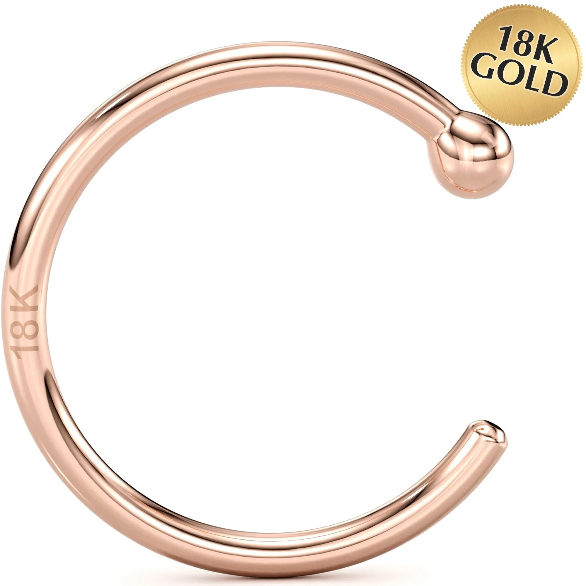 20 Gauge 3/8 Solid 18KT Rose Gold Nose Hoop