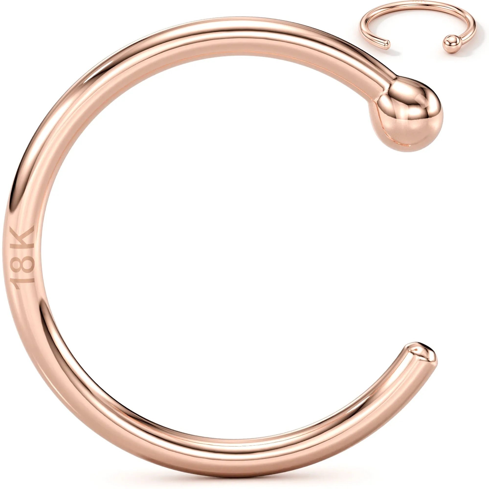 20 Gauge 3/8 Solid 18KT Rose Gold Nose Hoop