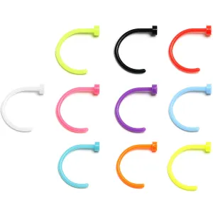 20 Gauge 5/16 Acrylic Nose Hoop 10 Pack Set