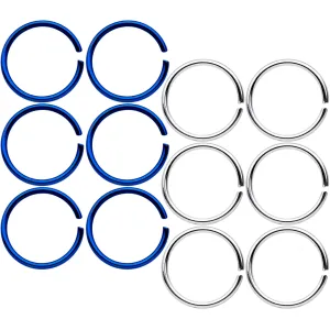 20 Gauge 5/16 Blue Anodized Steel Seamless Nose Hoop Set of 12