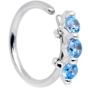 20 Gauge 5/16 Blue CZ Gem Sequence Shine Seamless Circular Ring