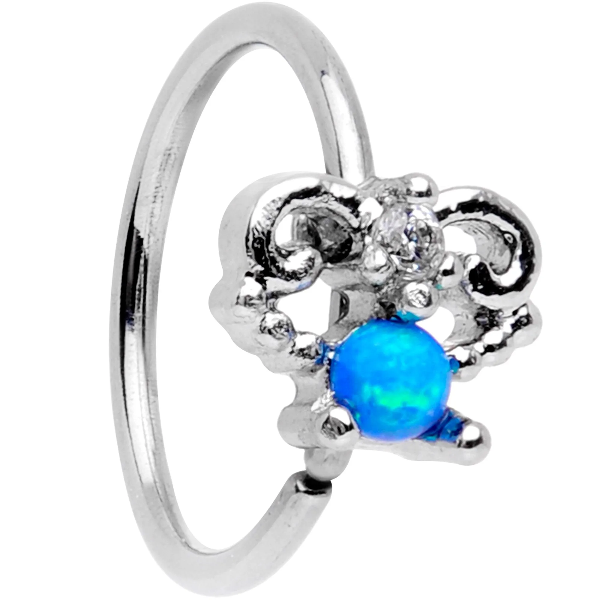 20 Gauge 5/16 Blue Synthetic Opal Fashion Seamless Circular Ring