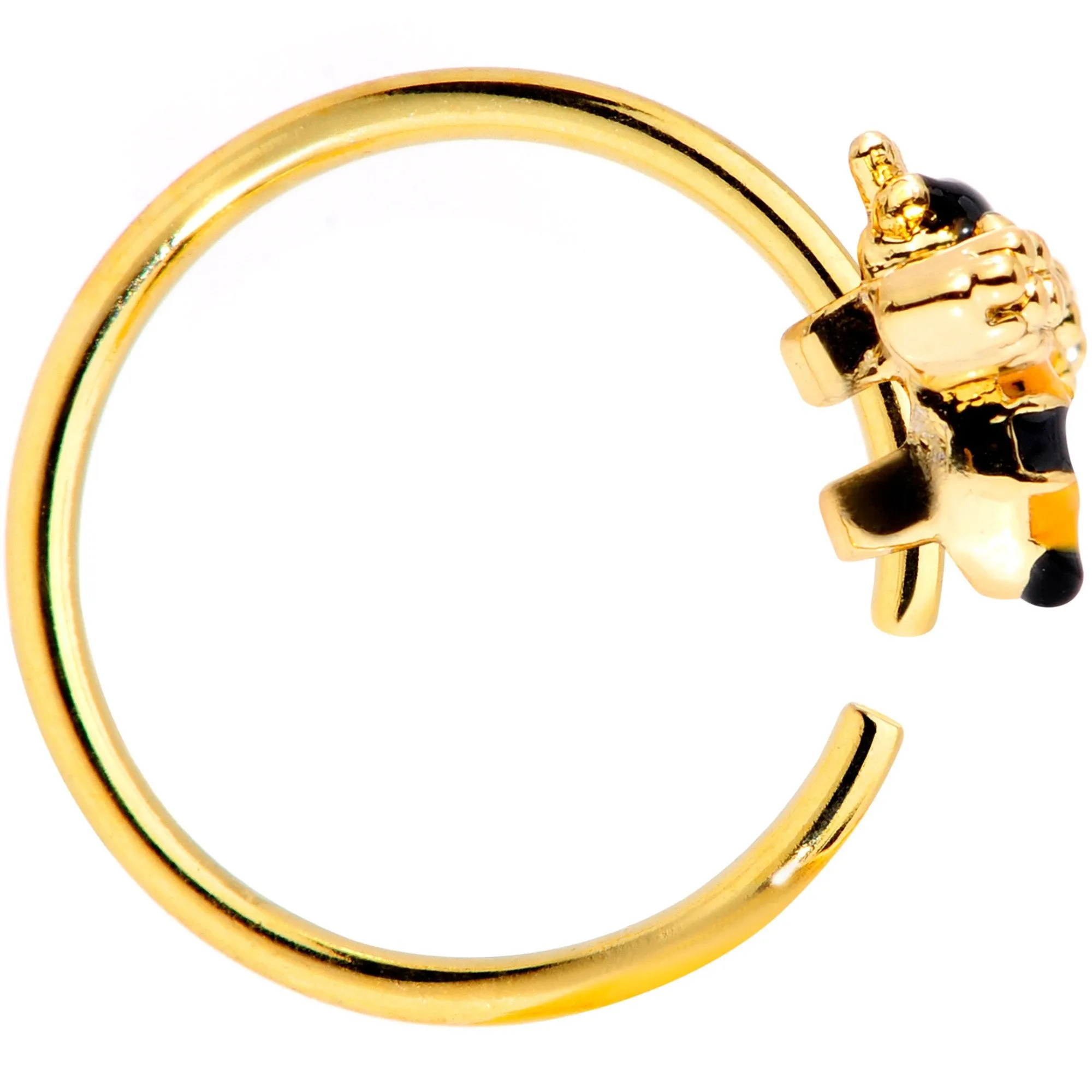 20 Gauge 5/16 Clear CZ Gem Gold Tone Busy Bumble Bee Nose Hoop
