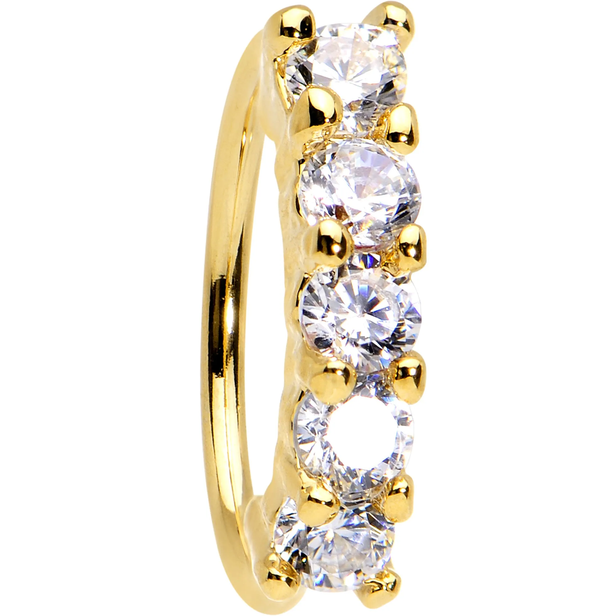 20 Gauge 5/16 Clear CZ Gold IP Quintet Seamless Circular Nose Ring