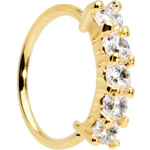 20 Gauge 5/16 Clear CZ Gold IP Quintet Seamless Circular Nose Ring