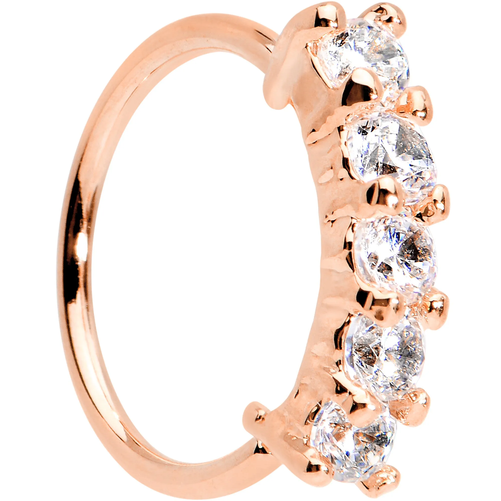 20 Gauge 5/16 Clear CZ Rose Gold IP Quintet Seamless Circular Ring