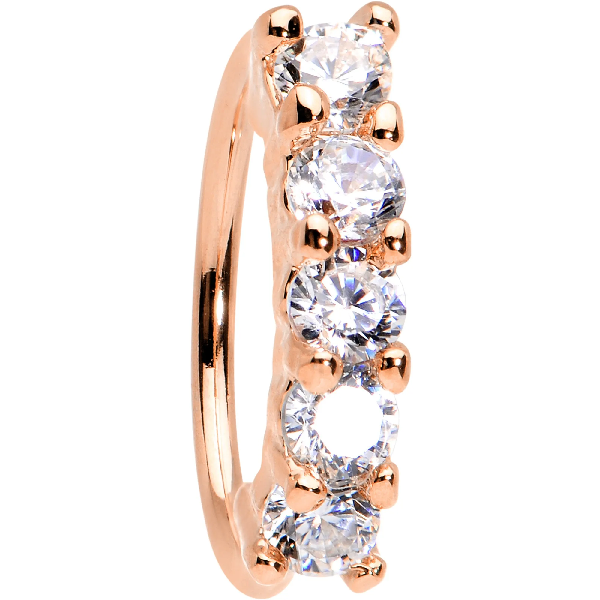 20 Gauge 5/16 Clear CZ Rose Gold IP Quintet Seamless Circular Ring