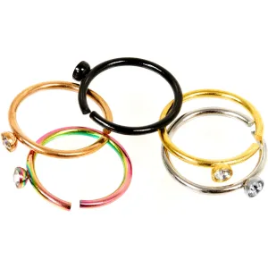 20 Gauge 5/16 Clear Gem Multi Color Seamless Circular Ring Set of 5