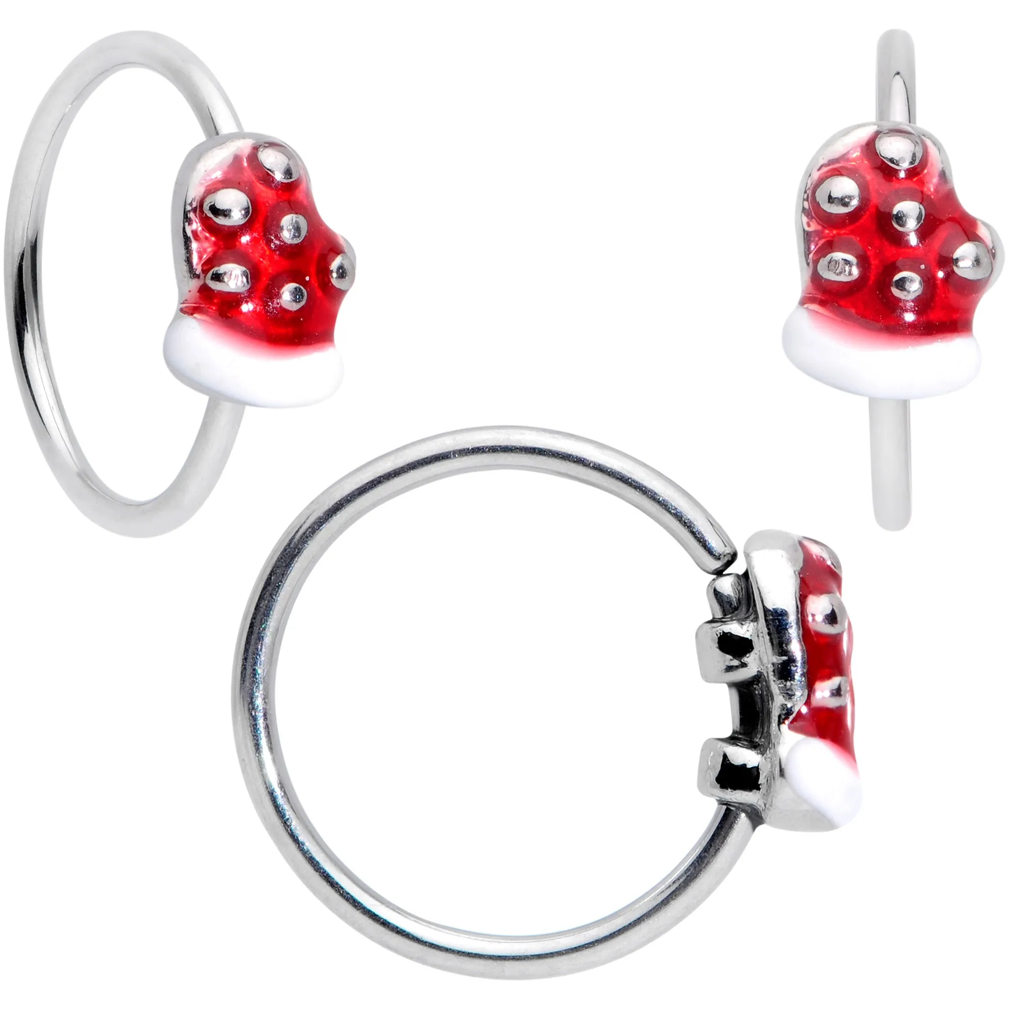 20 Gauge 5/16 Clear Gem Snowflake Stocking Nose Bone Hoop Set of 3