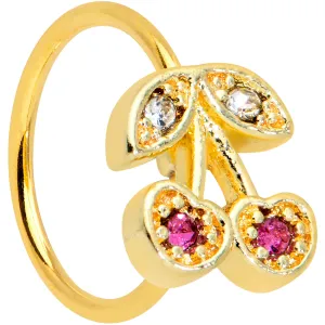 20 Gauge 5/16 Clear Purple Gem Gold Tone Very Cherry Nose Hoop