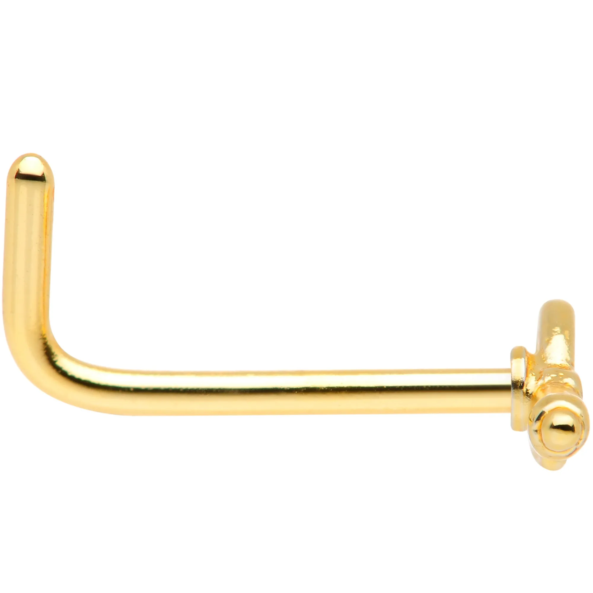 20 Gauge 5/16 Gold Tone Key to Your Heart L Shaped Nose Ring