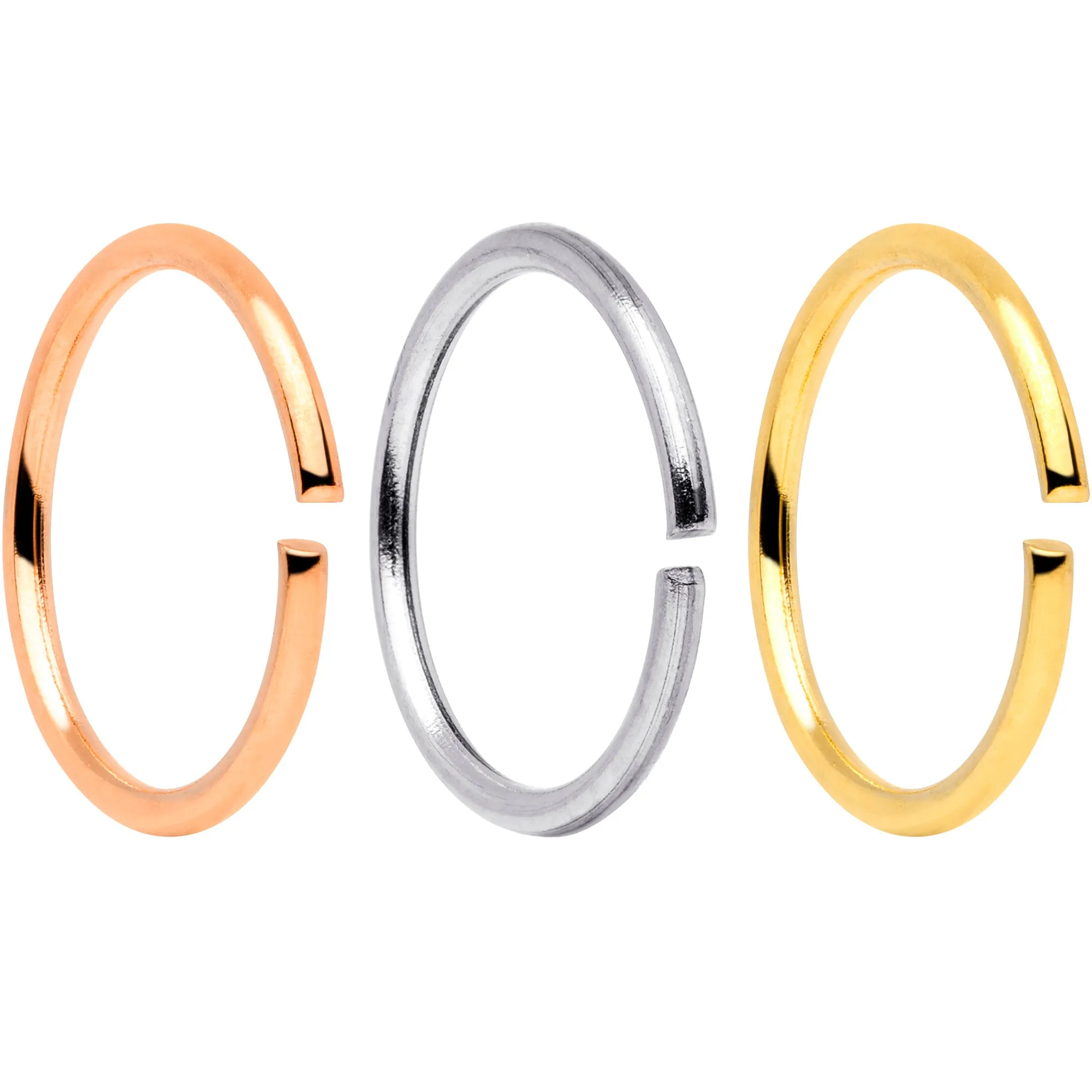20 Gauge 5/16 Gold Tone Rose Gold Tone Anodized Seamless Circular Ring Set of 12