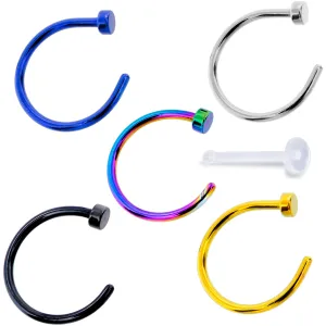 20 Gauge 5/16 Pack Set of 5 Assorted Stainless Steel Nose Hoop Rings