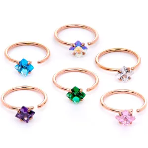 20 Gauge 5/16 Pastel Gem Rose Gold Tone Nose Hoop Set of 6