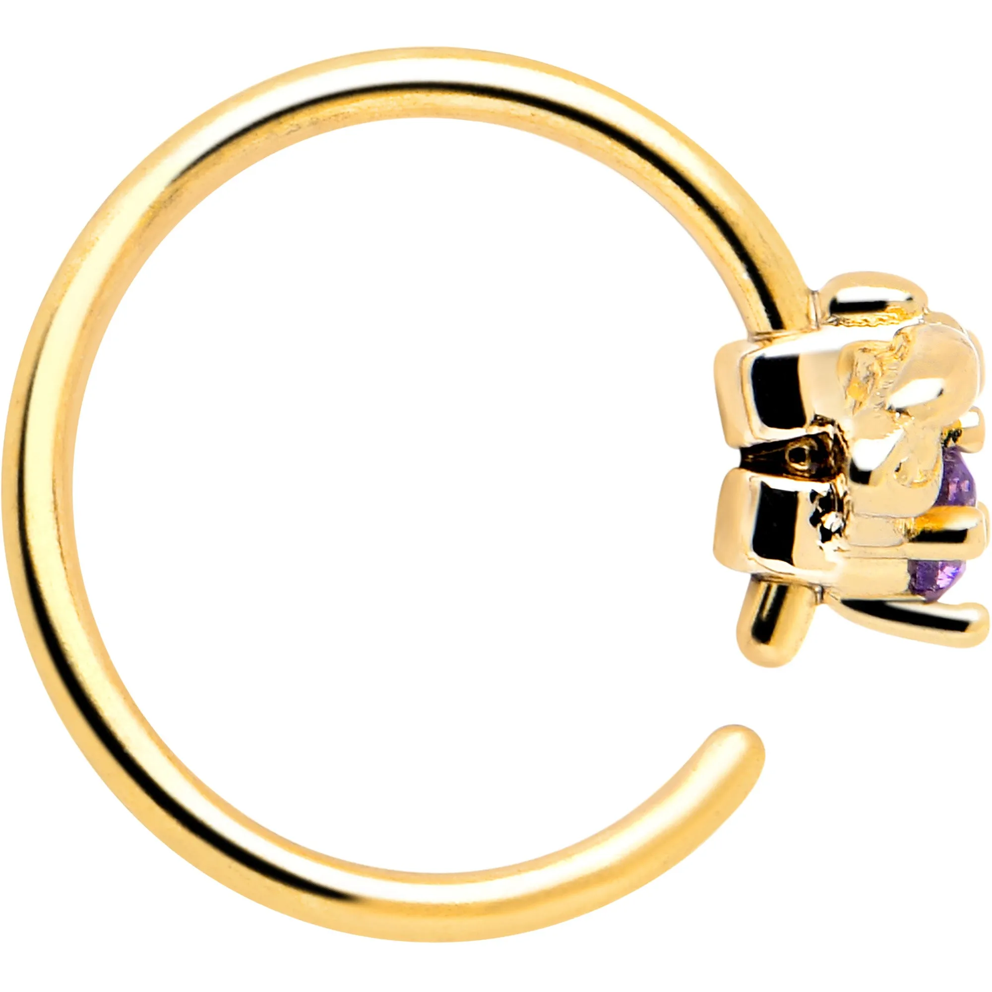 20 Gauge 5/16 Purple Gem Gold Tone Beauty Bug Nose Hoop